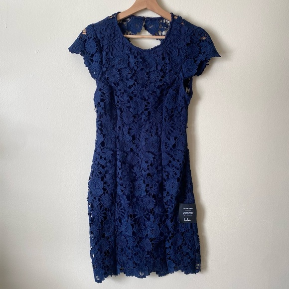 Lulus Dresses & Skirts - Lulu’s Navy Blue Crochet Lace Bodycon Mini Dress